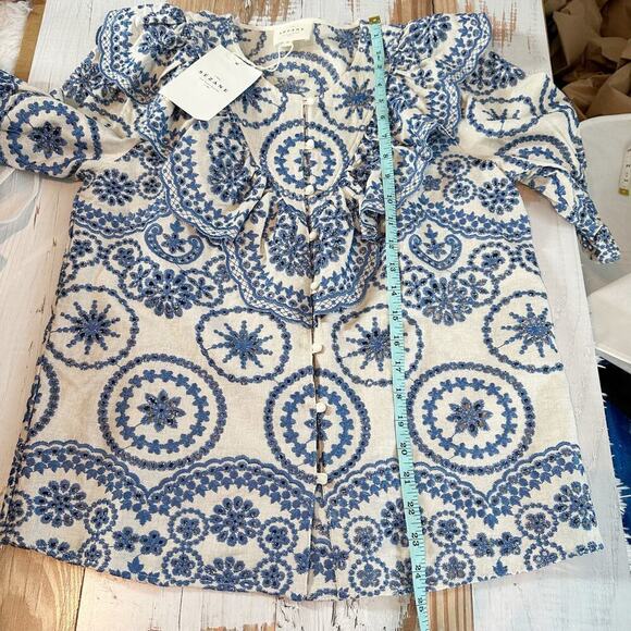 Sezane South Blouse Embroidered Floral Eyelet 
Blouse Summer French Blouse US 6 - Picture 10 of 14